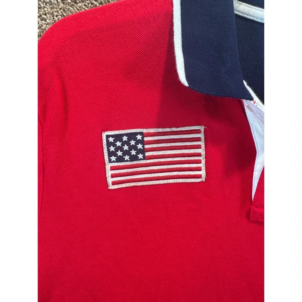 Polo Ralph Lauren Boys XL 18-20 Big Pony Red Navy Blue American Flag Polo Shirt - Picture 4 of 11